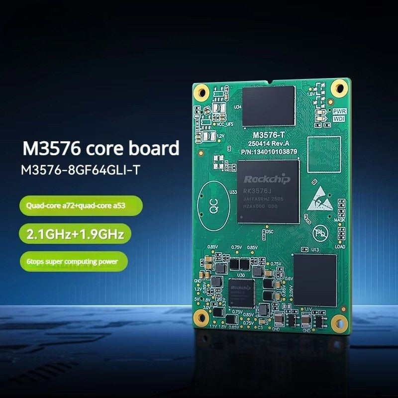 ZLG Eight-core RK3576J embedded core board with 6TOPs super computing power M3576 core board