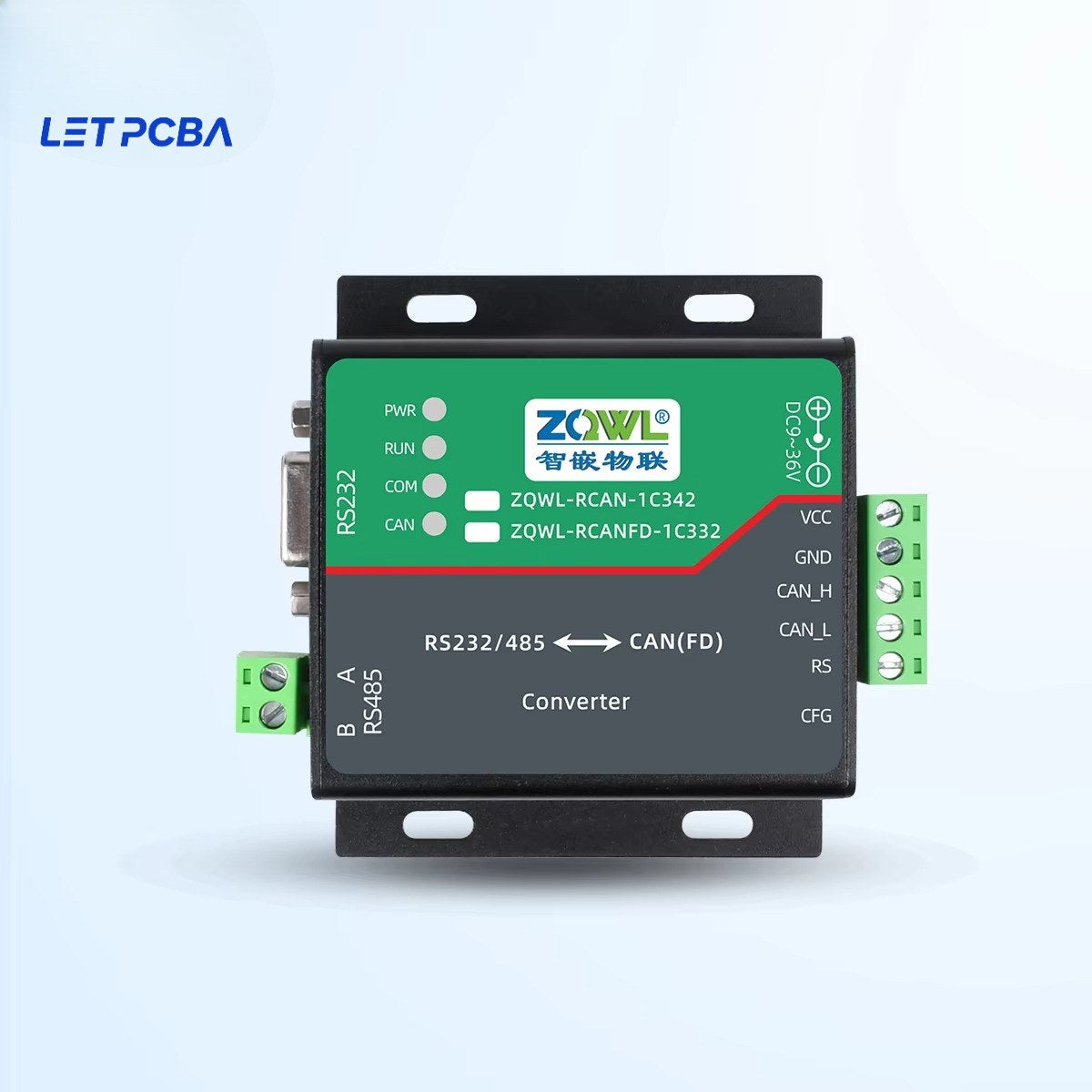 Zhiqian Iot RS485/232/422 to CANFD Converter, CAN Bus to Serial Module Modbus