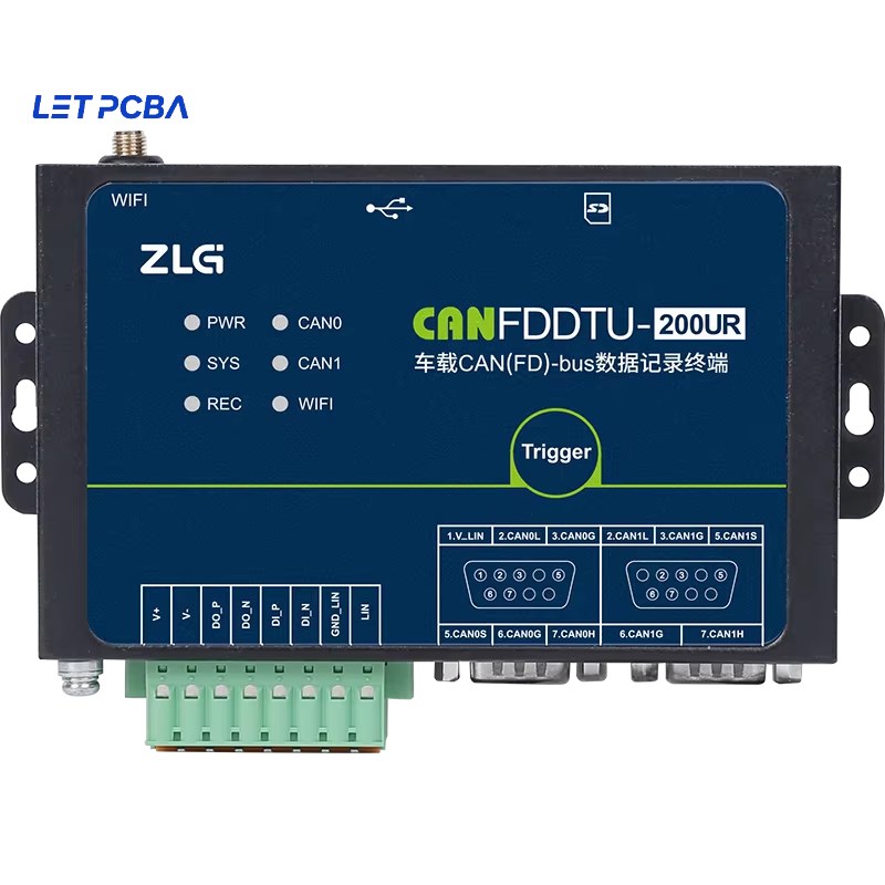 ZLG CANFDDTU-200UR 2 CAN FD Channels Vehicle-mounted CANFD Data Recorder Support 1-channel LIN Protocol and WIFI Transmission